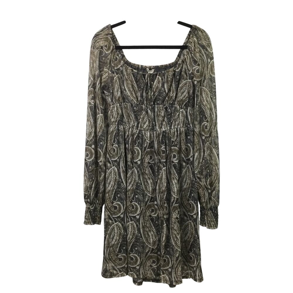 Cato Boho Chic Y2k Babydoll Paisley Empire Waist Flowy Feminine Peasant Dress S